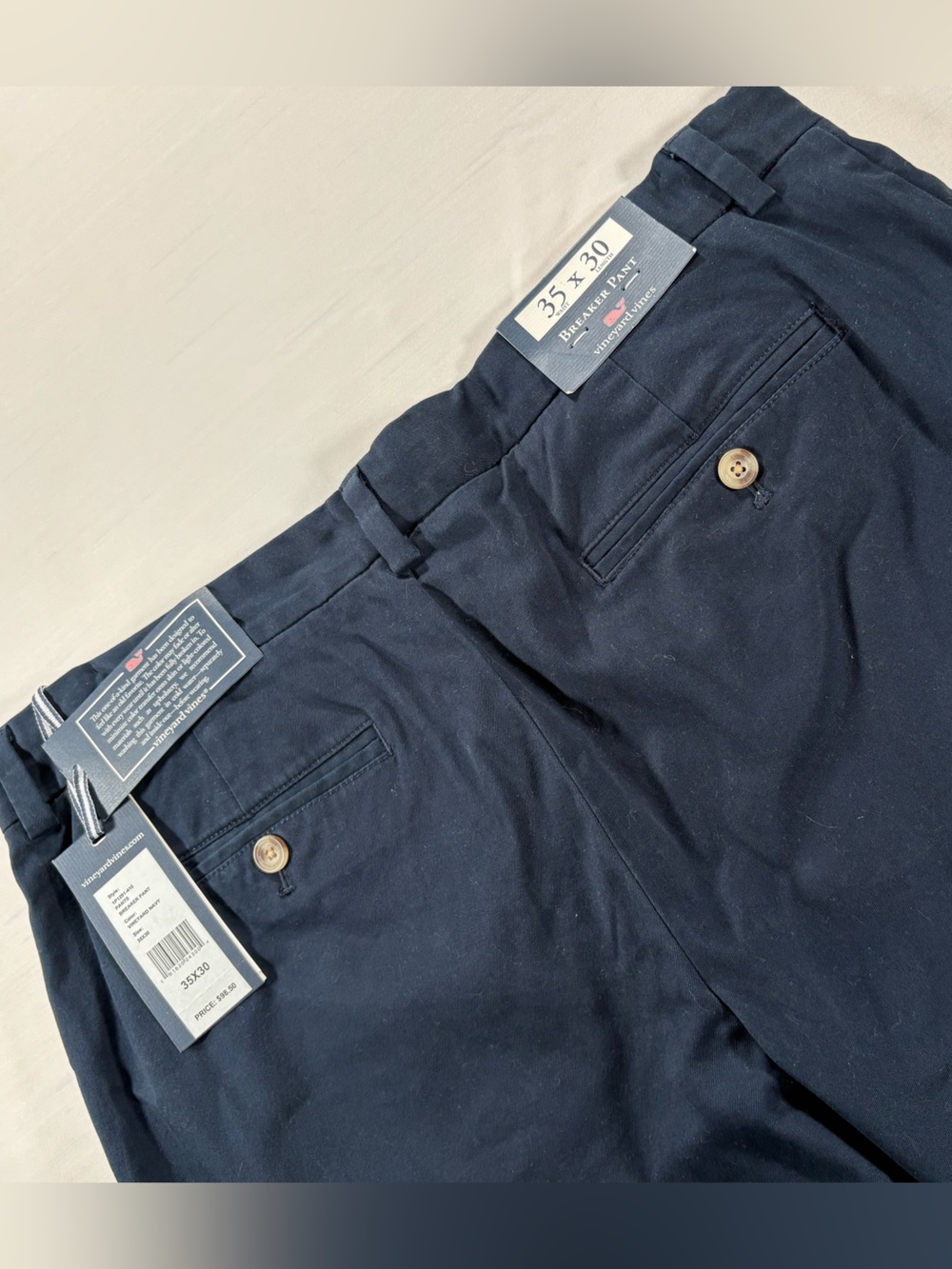 NWT Vineyard Vines On-The-Go / Breaker Pant Mens 35x30 Navy Blue Chino Pants $98